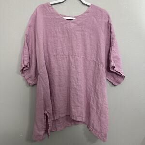 Match Point Linen Tunic Women’s Medium Lagenlook Artsy Mauve USA‎ Vintage